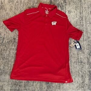 University of Wisconsin Badgers Fanatics Scarlet Polo Shirt with Emblem